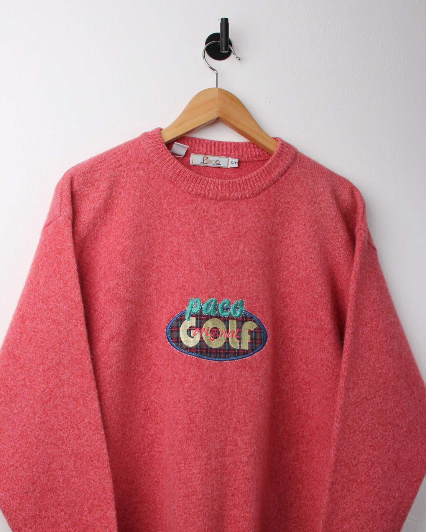 90s Paco Golf Pink Graphic Wool Knit (S)