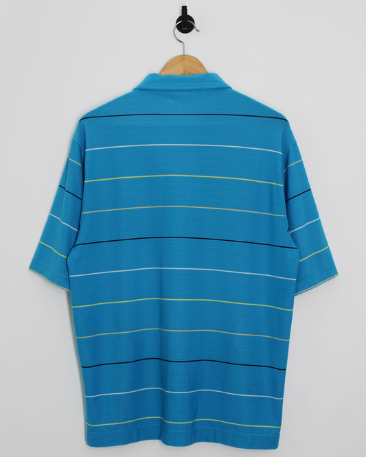 00s Nike Blue Striped Polo-Shirt (M)