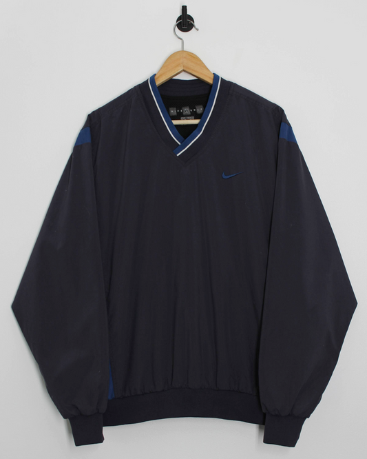 00s Nike Navy/Blue V-Neck Windbreaker (M)