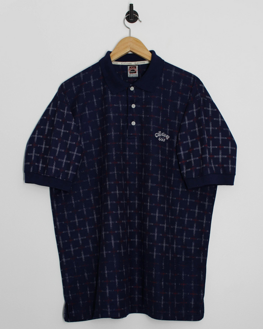 90s Callaway Navy Abstract Polo-Shirt (XL)