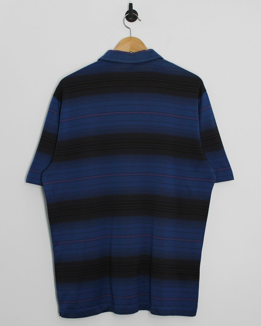 00s Nike Tiger Woods Blue Striped Polo-Shirt (M)