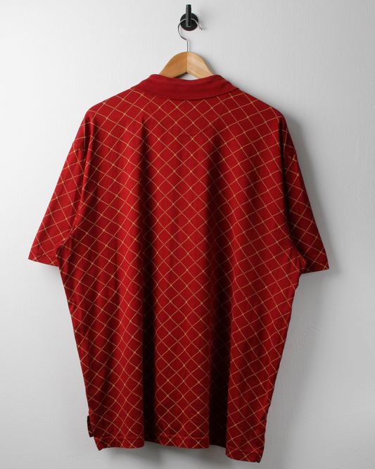 90s Ashworth Red & Gold Diamond Pattern Polo (XL)