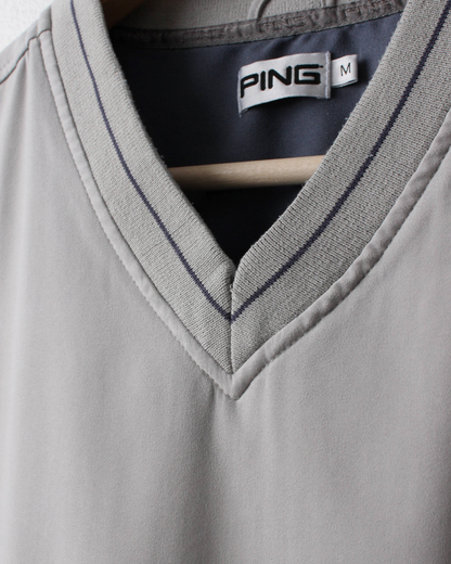 00s Ping ‘Mr Ping’ Logo Stone Grey Windbreaker Golf Vest (S)