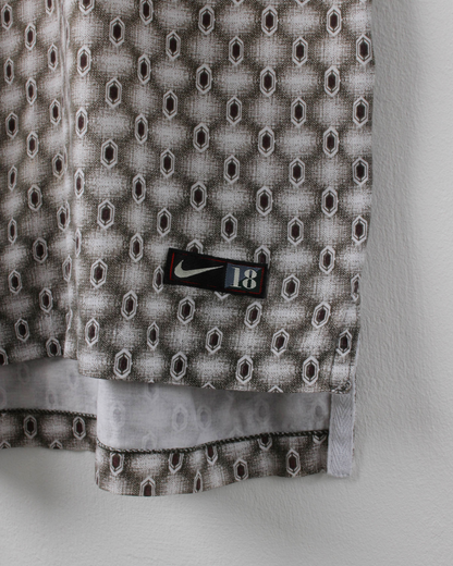 90s Nike Swoosh 18 Green & Cream Abstract Polo (XL)