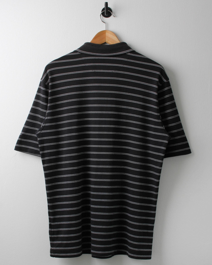 00s Nike Black & White Striped Polo (M)