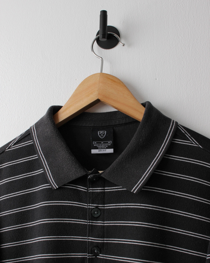 00s Nike Black & White Striped Polo (M)
