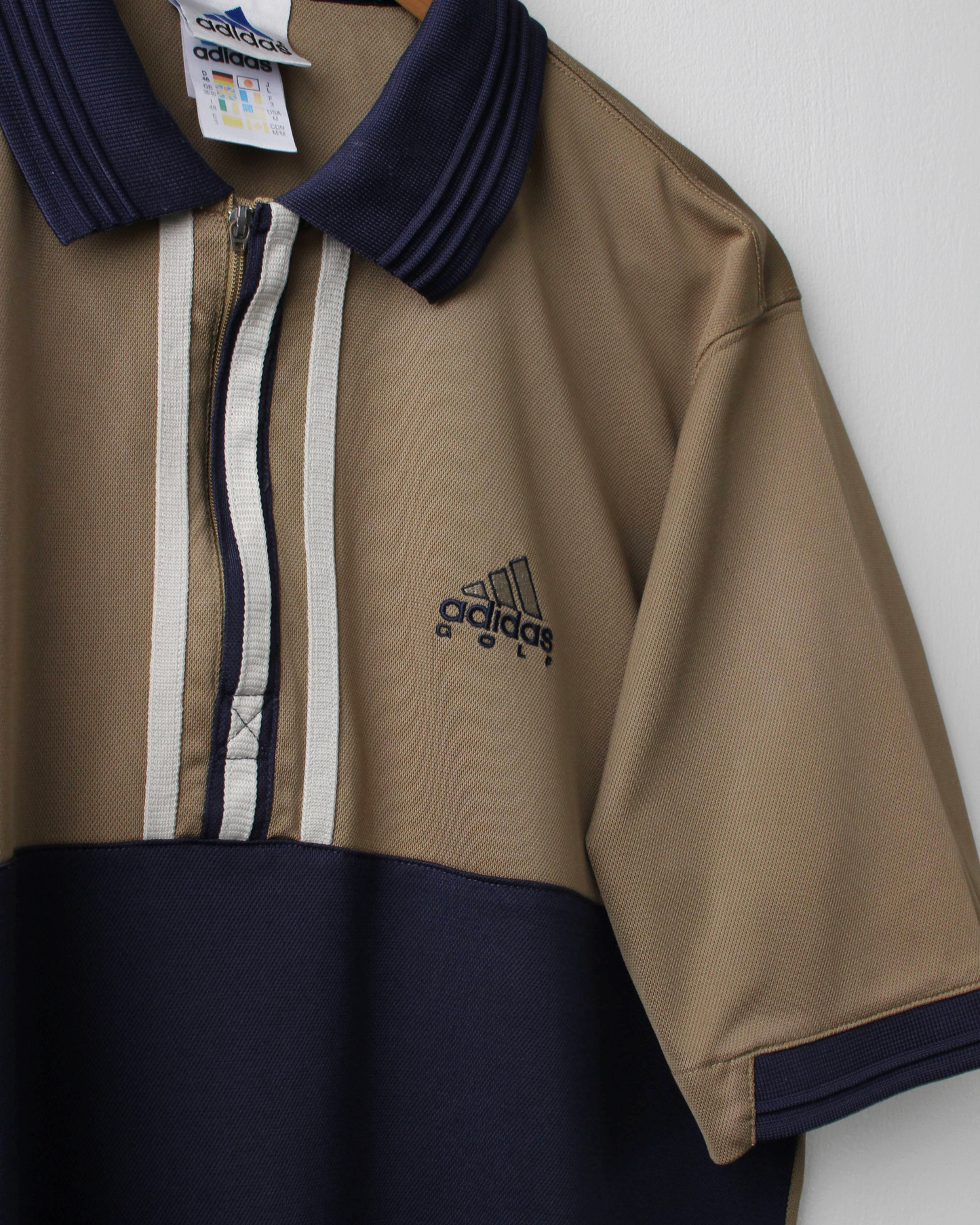 90s Adidas Gold & Navy Climalite Polo (S)
