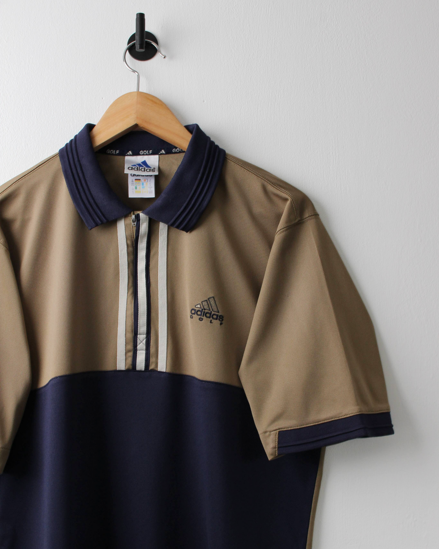 90s Adidas Gold & Navy Climalite Polo (S)
