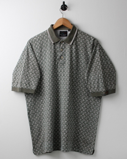 90s Greg Norman Green Abstract Print Polo (M)