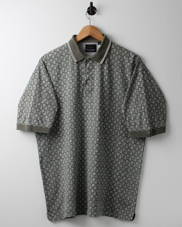 90s Greg Norman Green Abstract Print Polo (M)
