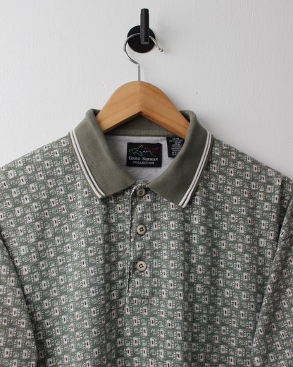 90s Greg Norman Green Abstract Print Polo (M)