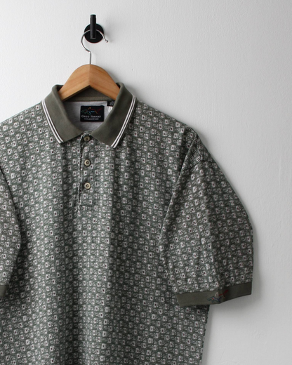 90s Greg Norman Green Abstract Print Polo (M)
