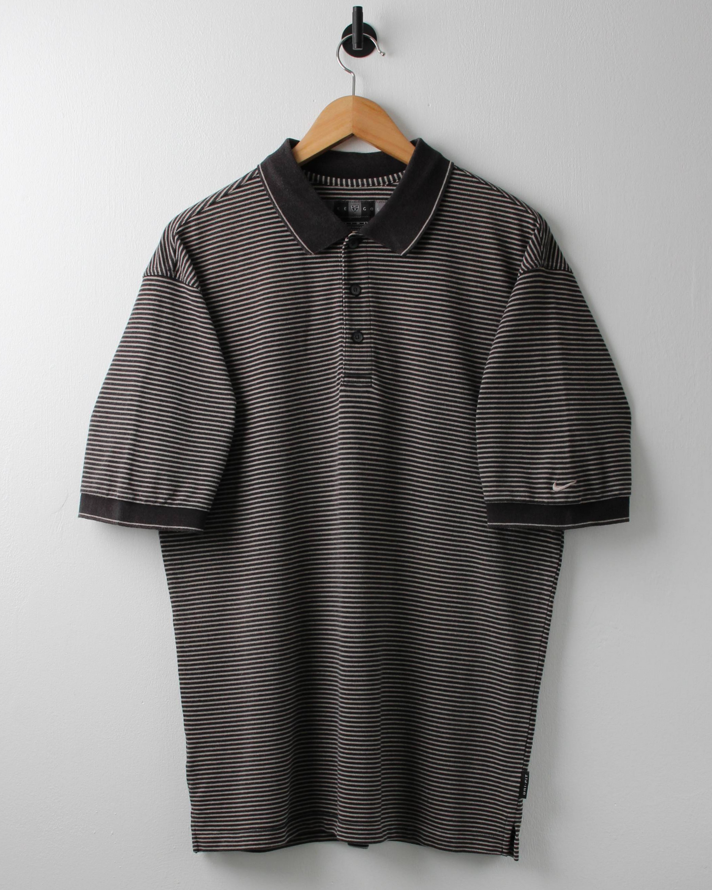 00s Nike Black & White Striped Polo (S)