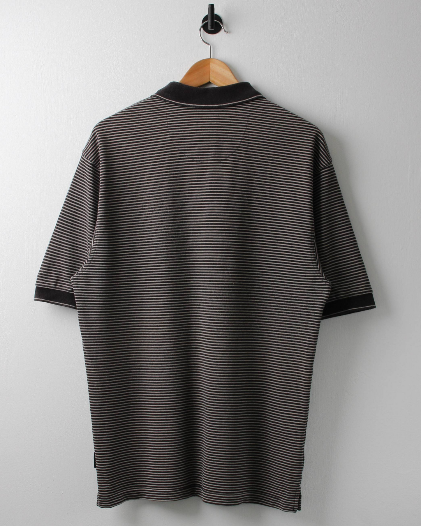 00s Nike Black & White Striped Polo (S)