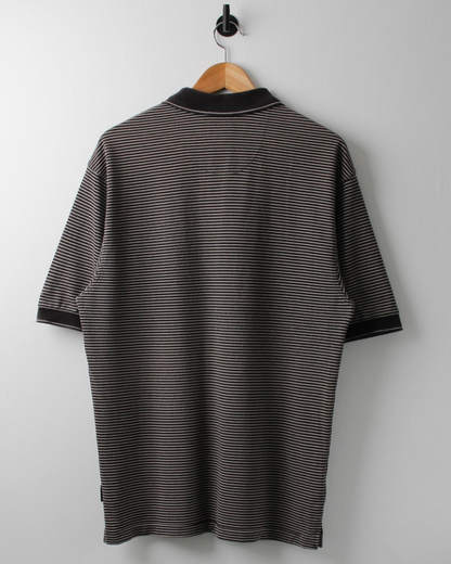 00s Nike Black & White Striped Polo (S)