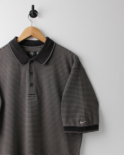 00s Nike Black & White Striped Polo (S)