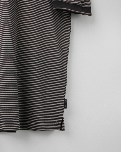 00s Nike Black & White Striped Polo (S)