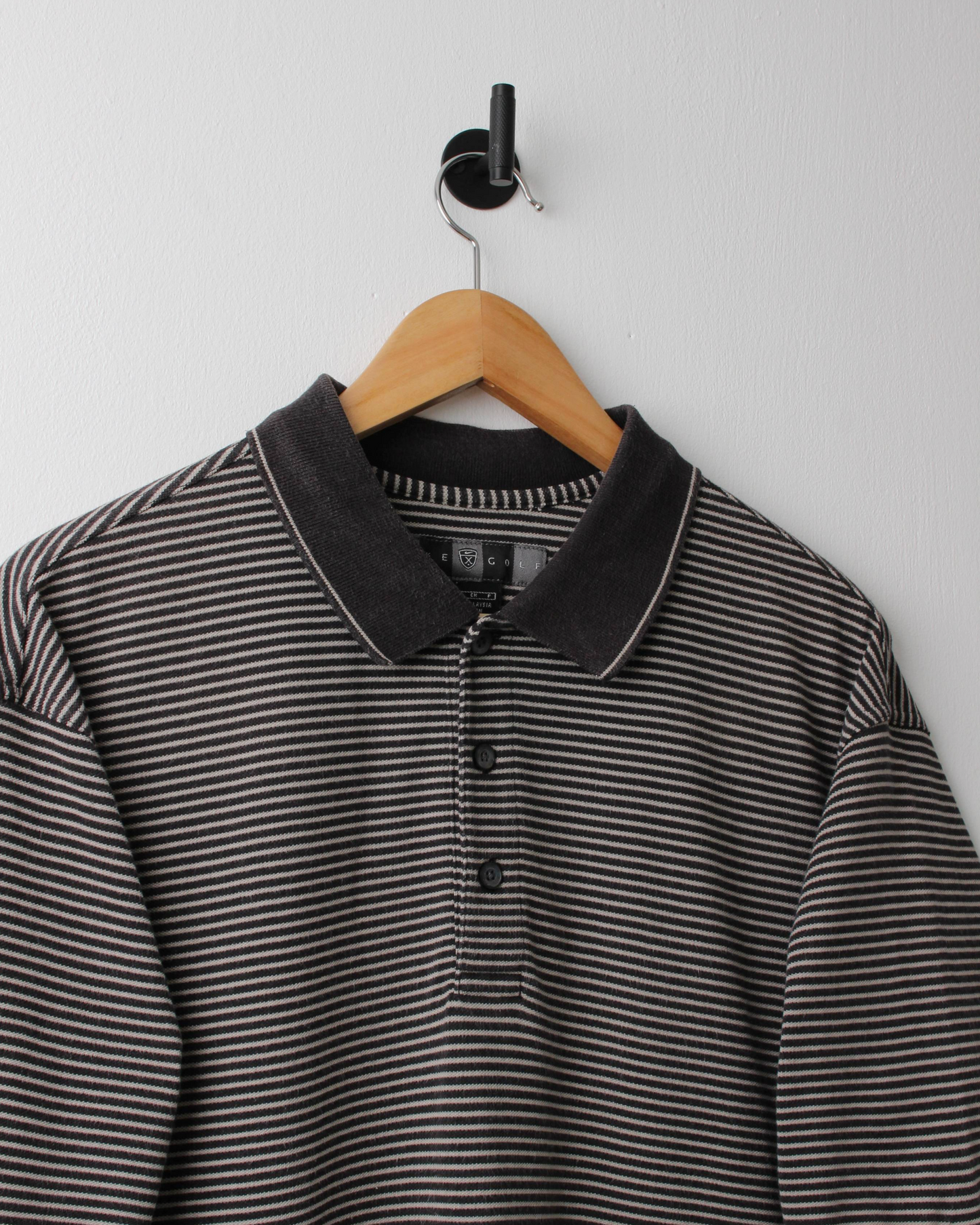 00s Nike Black & White Striped Polo (S)