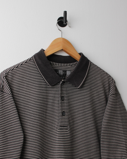 00s Nike Black & White Striped Polo (S)
