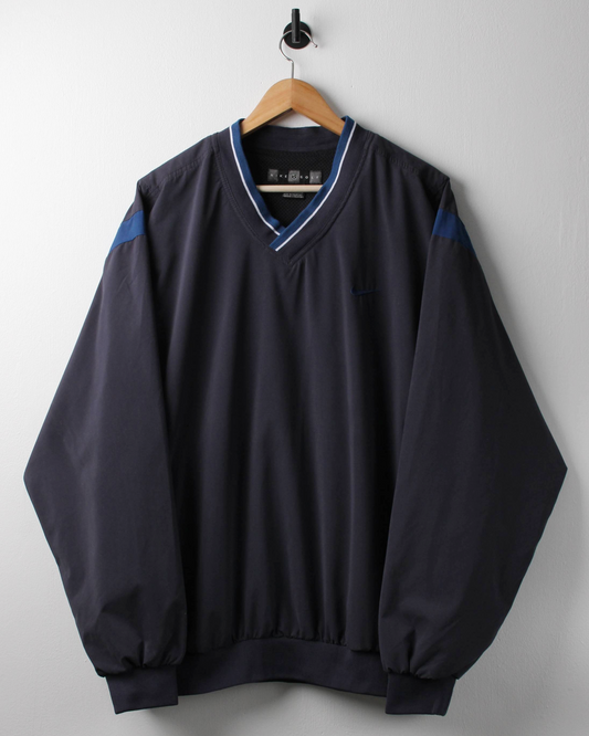 00s Nike Navy & Blue V-Neck Windbreaker (XL)