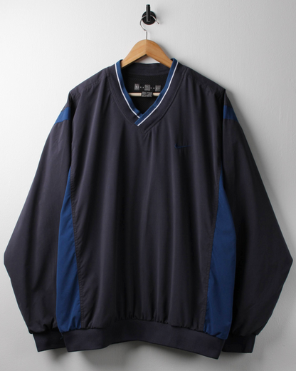 00s Nike Navy & Blue V-Neck Windbreaker (XL)