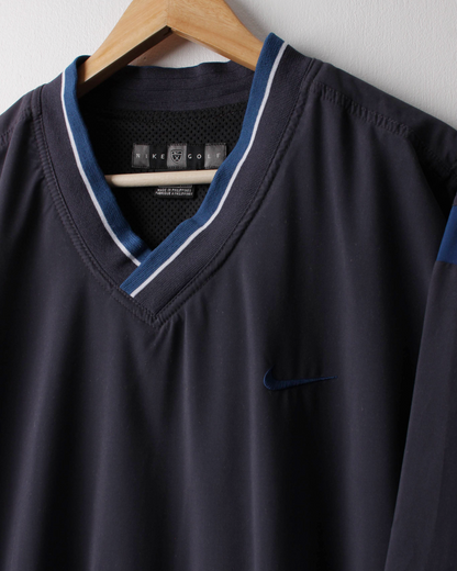 00s Nike Navy & Blue V-Neck Windbreaker (XL)