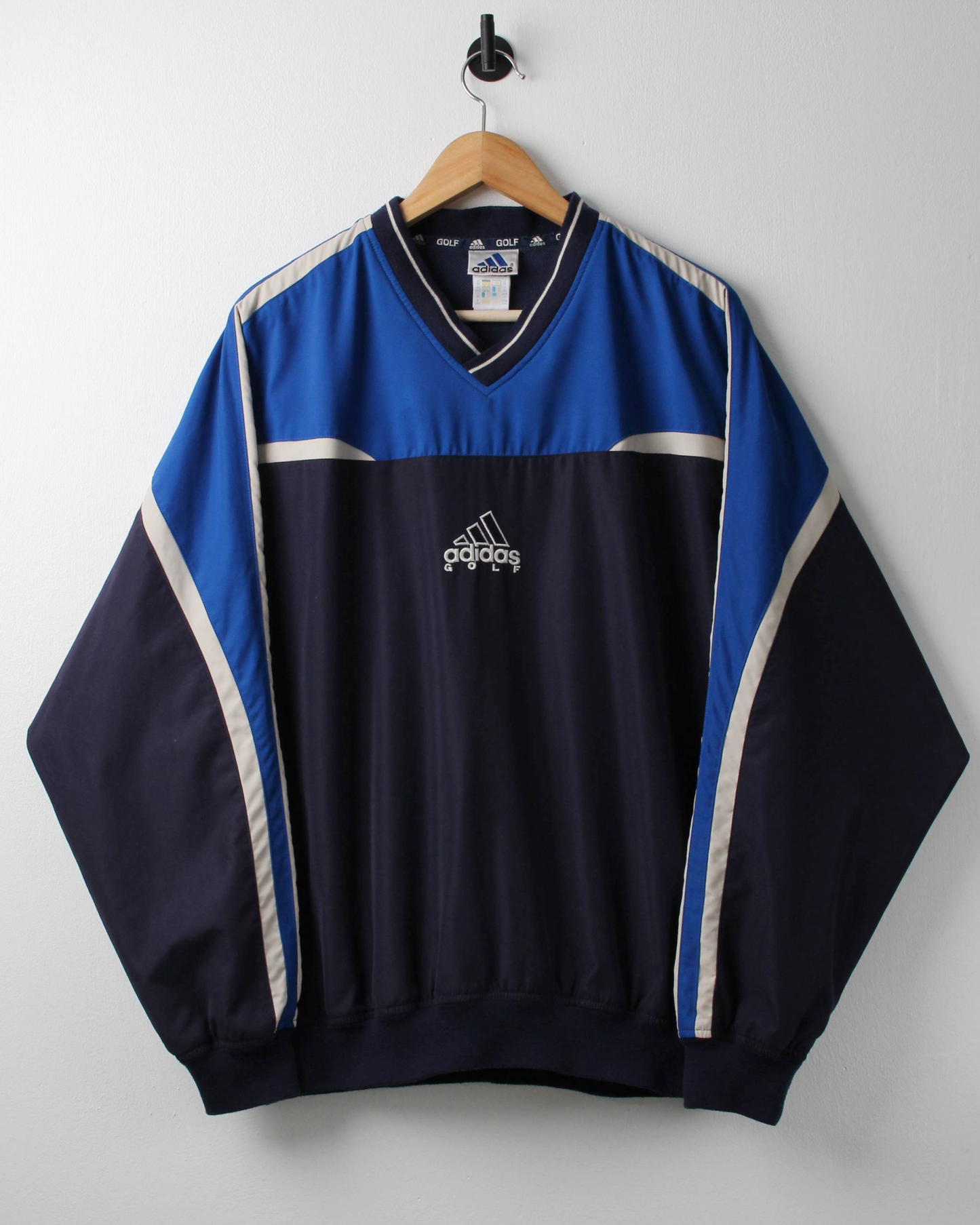 90s Adidas Navy & Blue V-Neck Windbreaker (M)