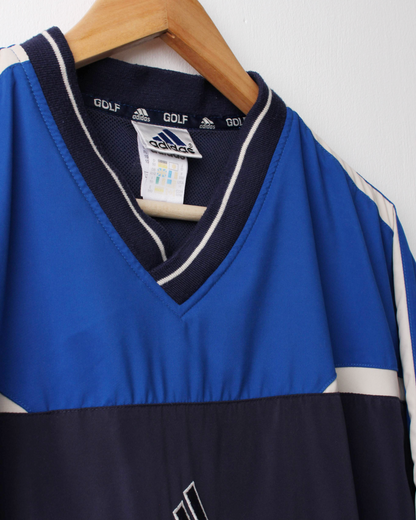 90s Adidas Navy & Blue V-Neck Windbreaker (M)