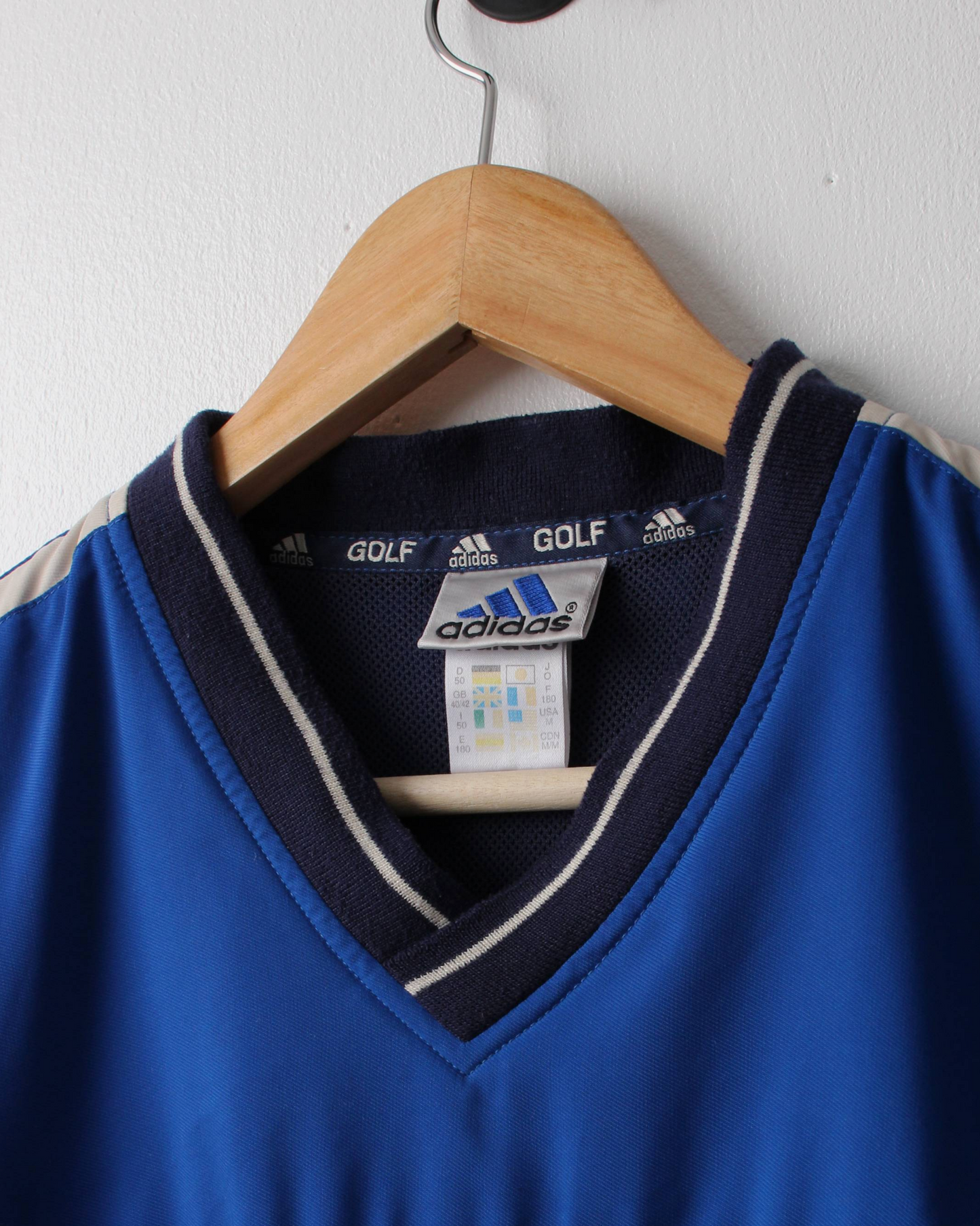 90s Adidas Navy & Blue V-Neck Windbreaker (M)