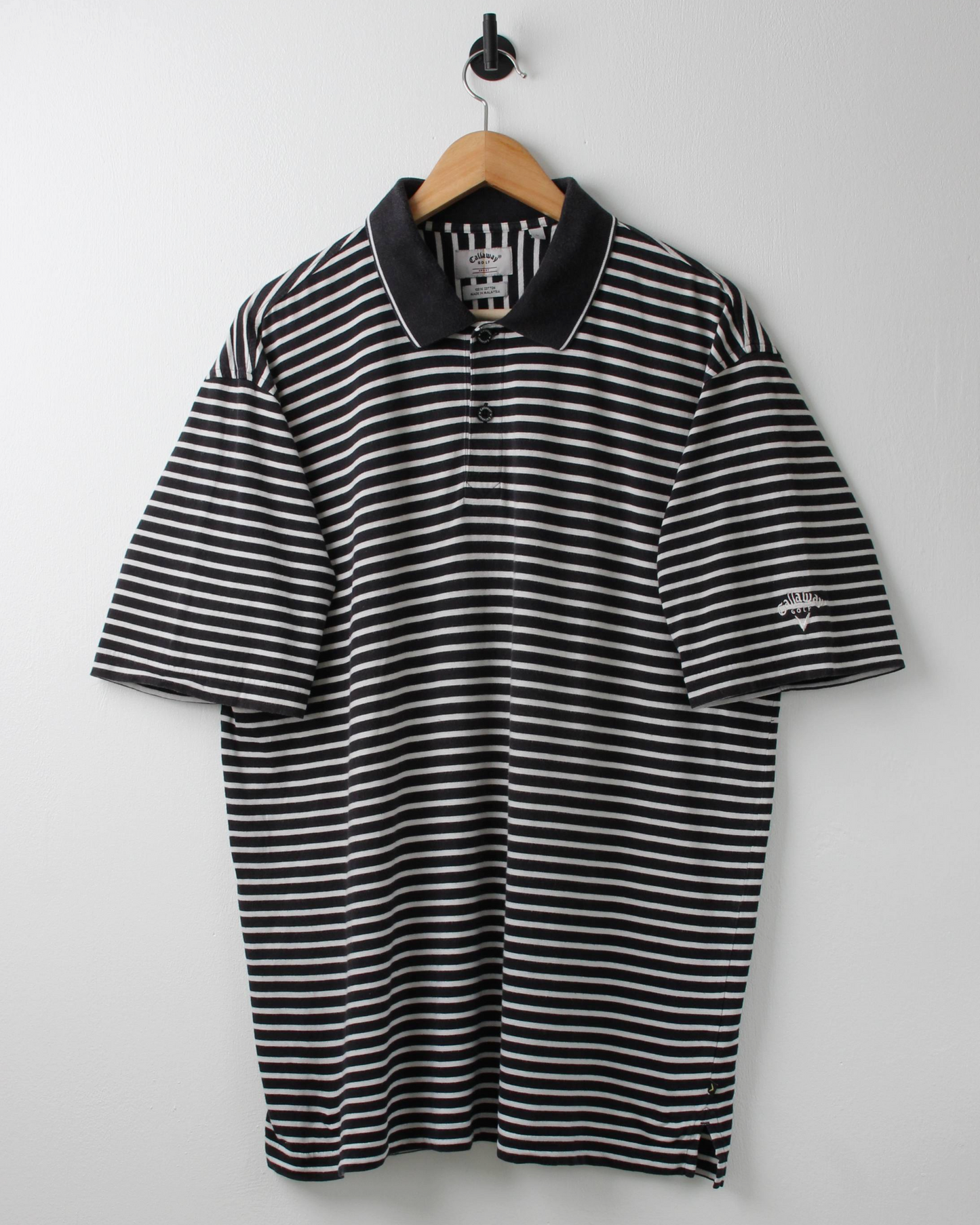 00s Callaway Black & White Striped Polo (L)