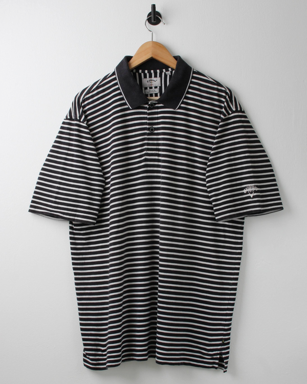 00s Callaway Black & White Striped Polo (L)