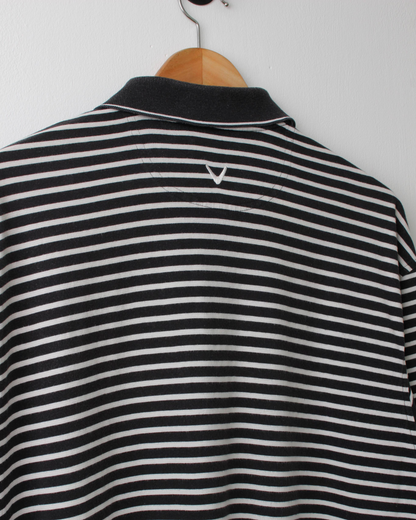 00s Callaway Black & White Striped Polo (L)