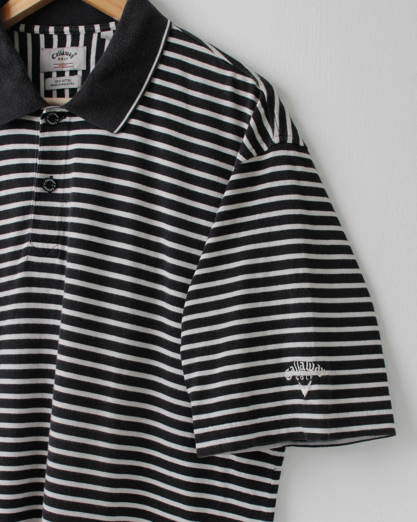 00s Callaway Black & White Striped Polo (L)