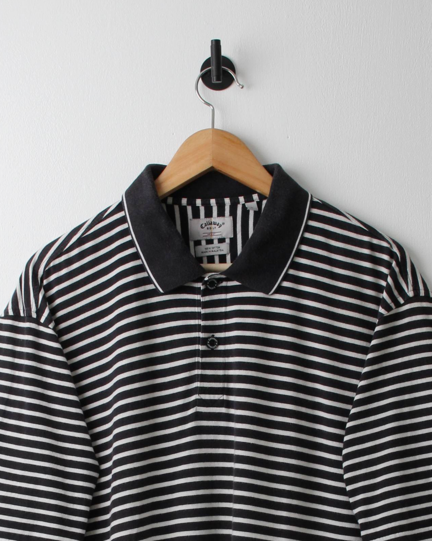00s Callaway Black & White Striped Polo (L)