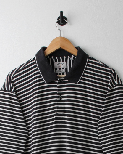 00s Callaway Black & White Striped Polo (L)