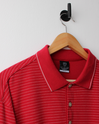 00s Nike Red & White Striped Polo (L)