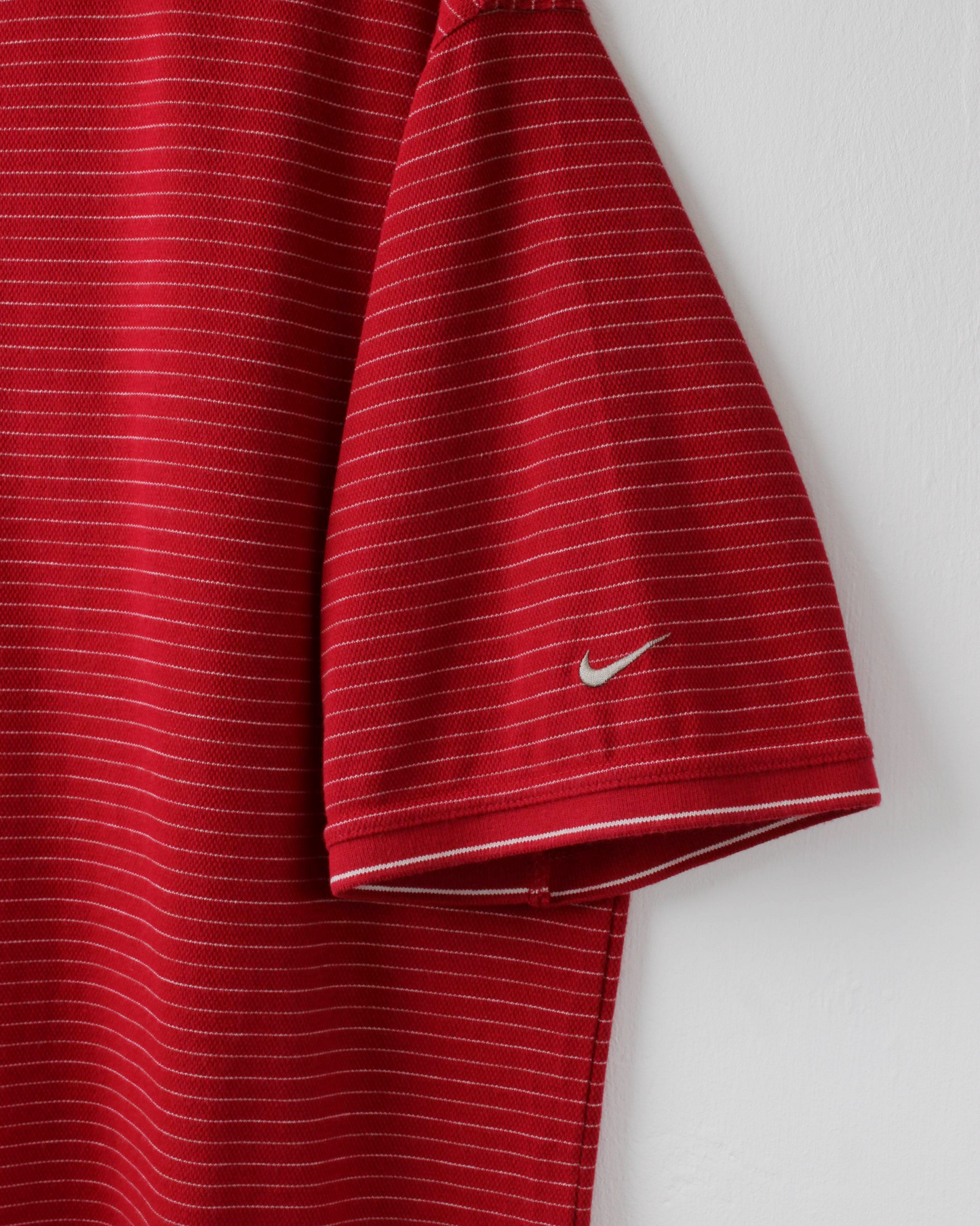 00s Nike Red & White Striped Polo (L)