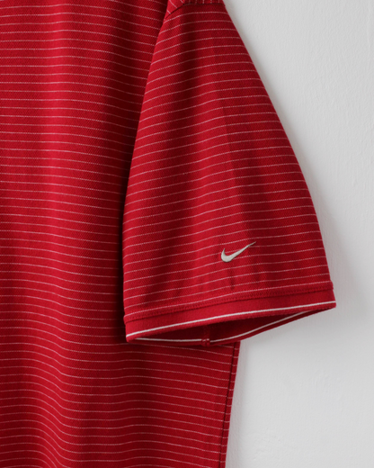 00s Nike Red & White Striped Polo (L)