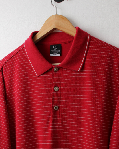 00s Nike Red & White Striped Polo (L)