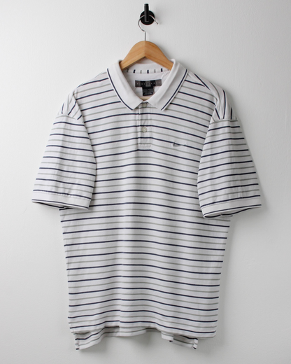 00s Nike White Striped Polo (M)