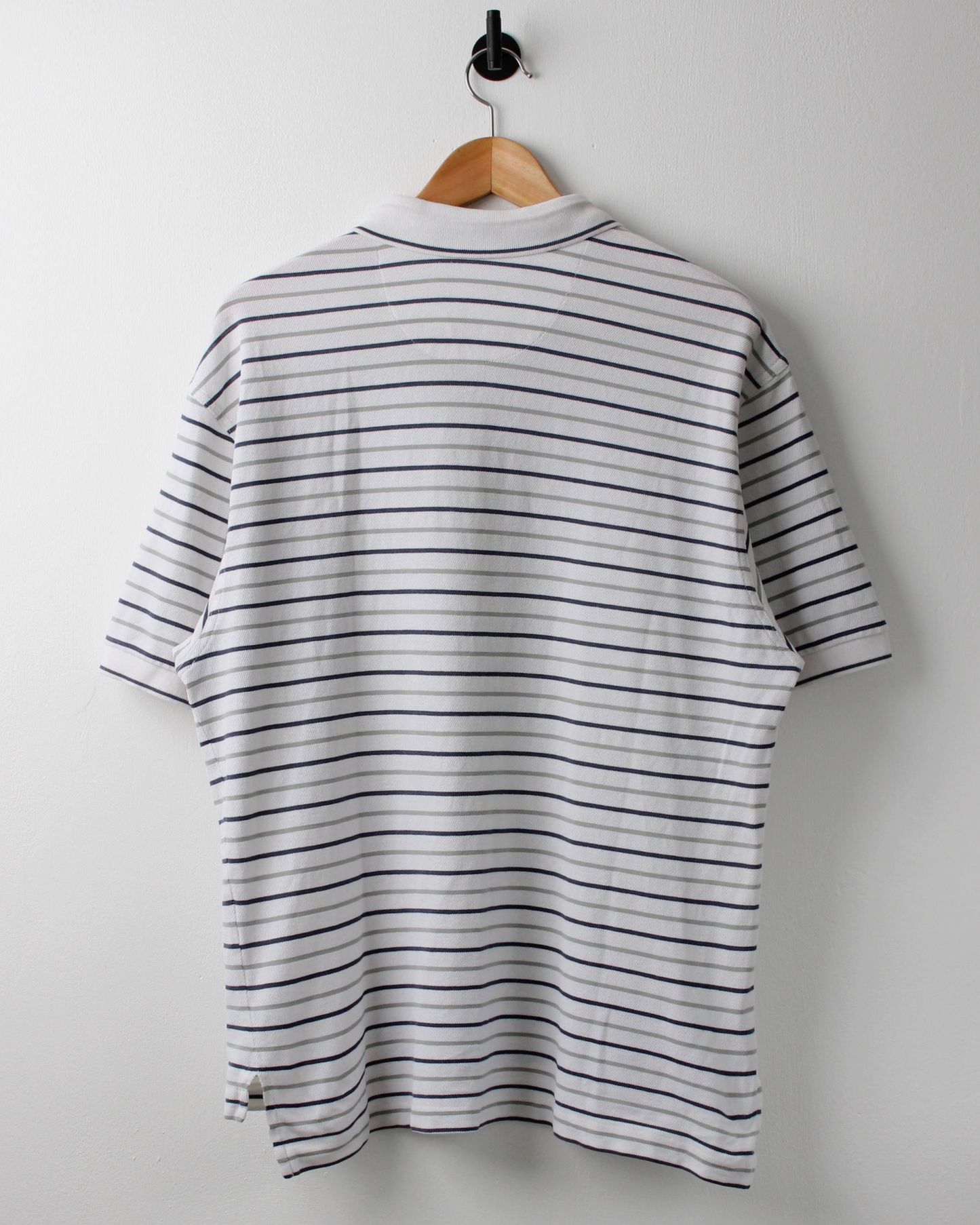 00s Nike White Striped Polo (M)
