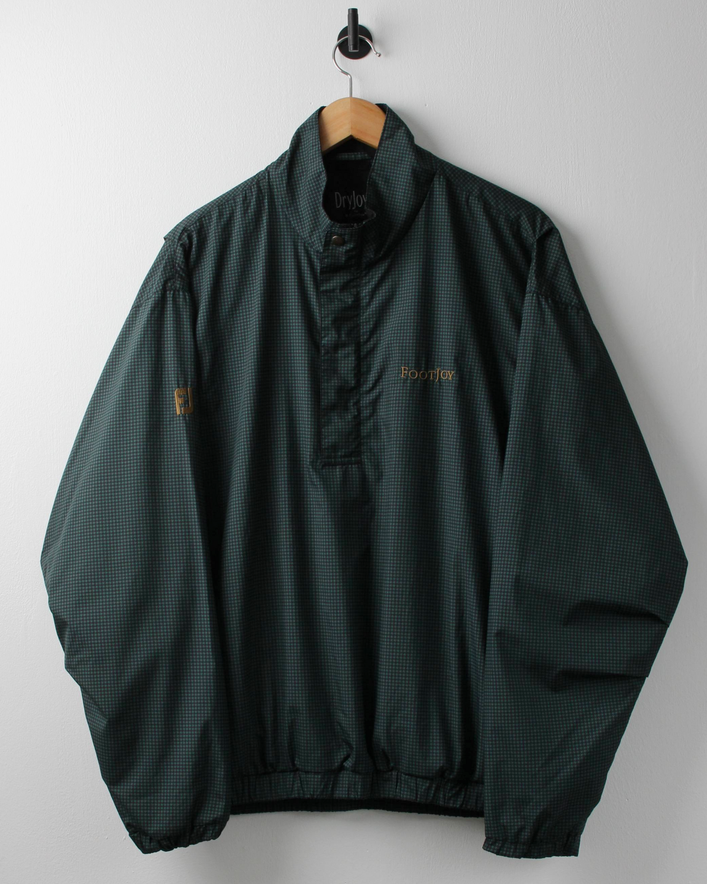 90s FootJoy Green & Black Micro-Pattern Quarter Zip Windbreaker (M)