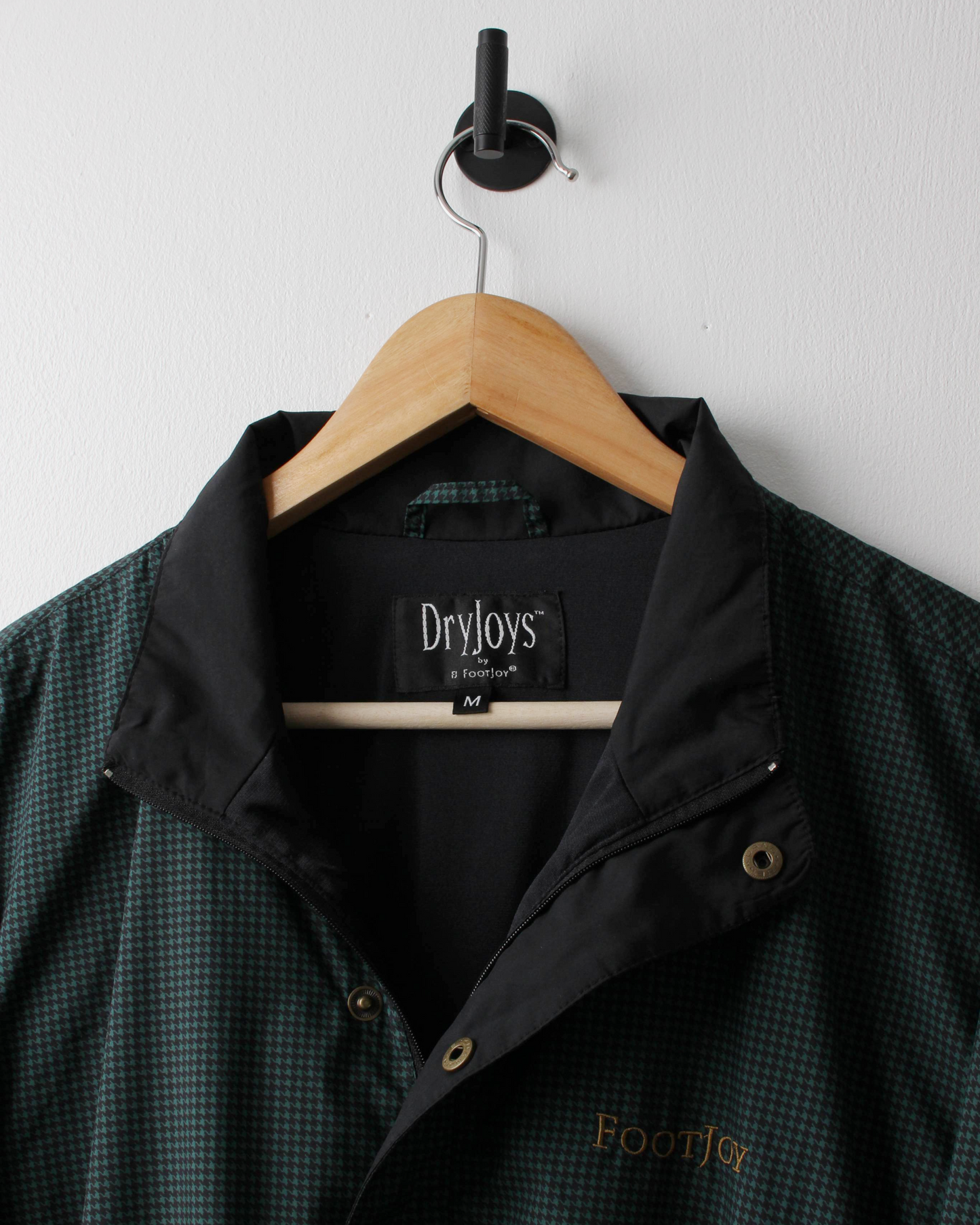90s FootJoy Green & Black Micro-Pattern Quarter Zip Windbreaker (M)