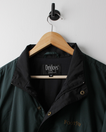 90s FootJoy Green & Black Micro-Pattern Quarter Zip Windbreaker (M)