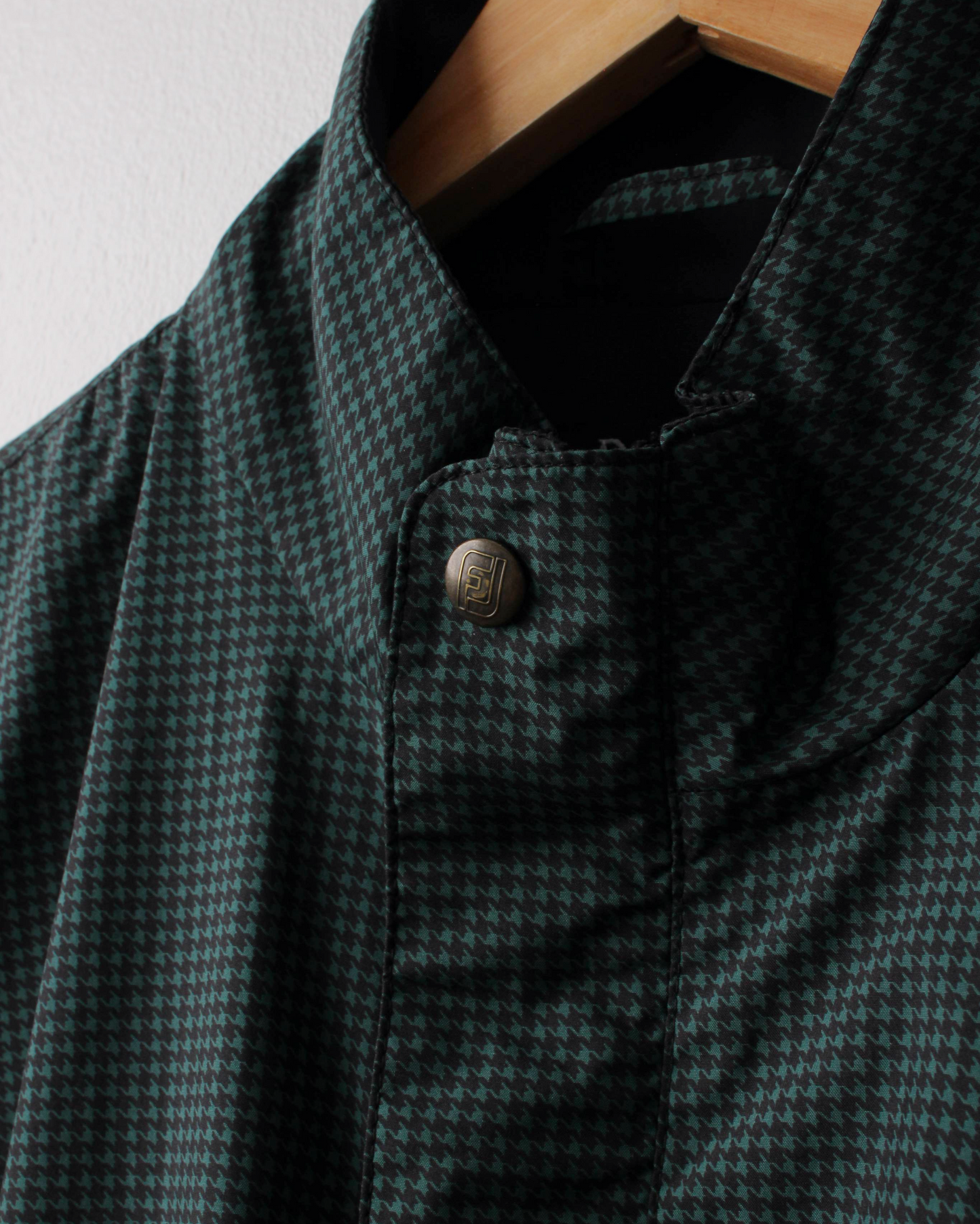 90s FootJoy Green & Black Micro-Pattern Quarter Zip Windbreaker (M)