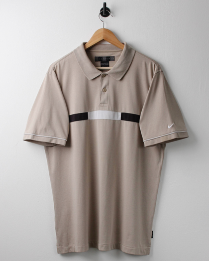 00s Nike Beige Stripe Polo (L)