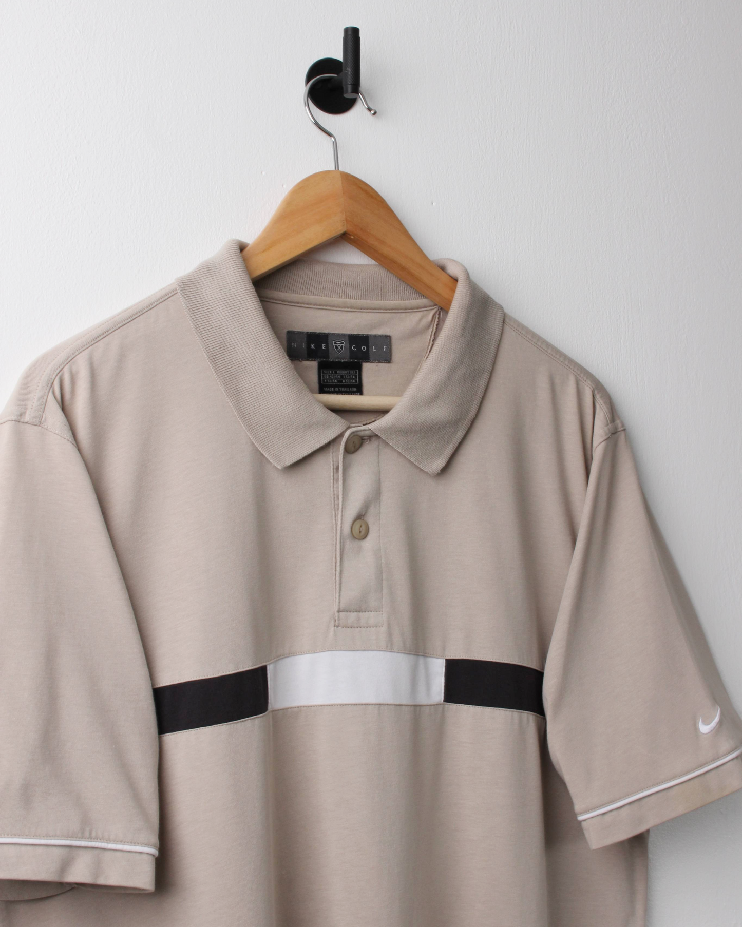 00s Nike Beige Stripe Polo (L)