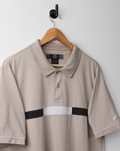 00s Nike Beige Stripe Polo (L)