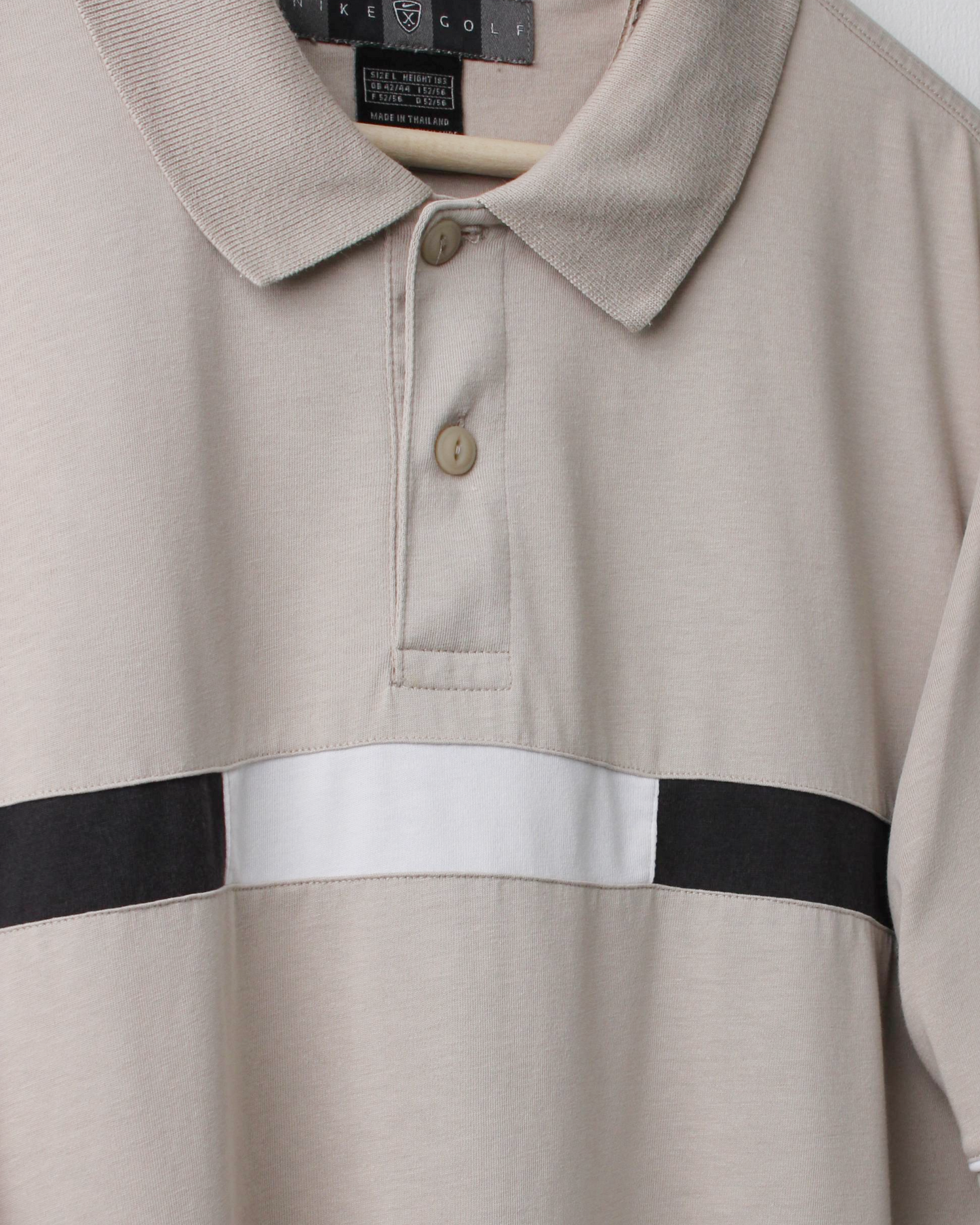 00s Nike Beige Stripe Polo (L)