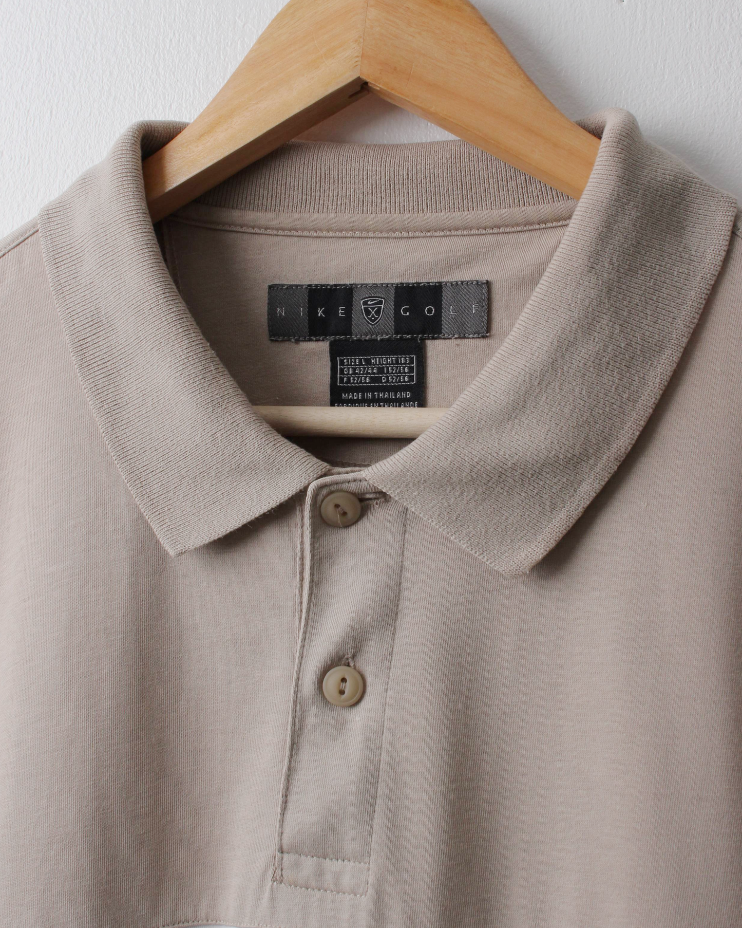 00s Nike Beige Stripe Polo (L)